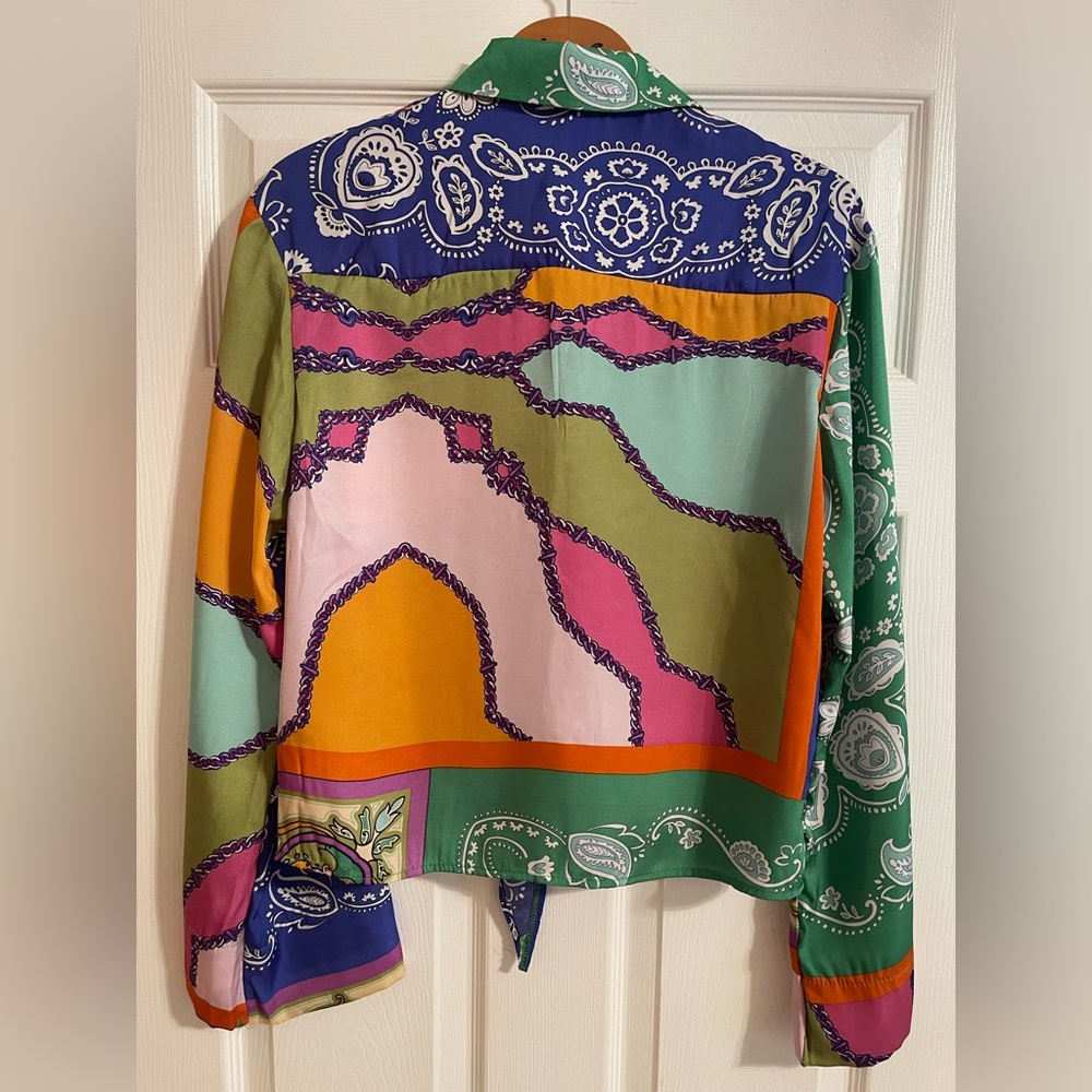 Colorful Patchwork Button-Up Shirt - Picture 2 of 6